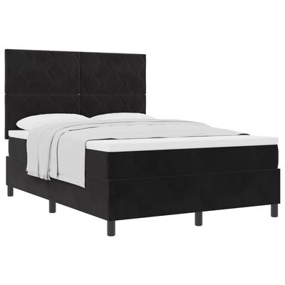 Box spring seng med hovedgærde Sort 160 x 200 cm Fløjl