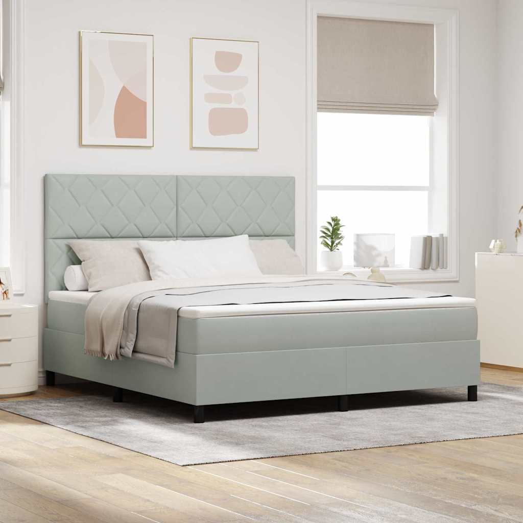 Box spring seng med hovedgærde Lysegrå 180 x 200 cm Fløjl