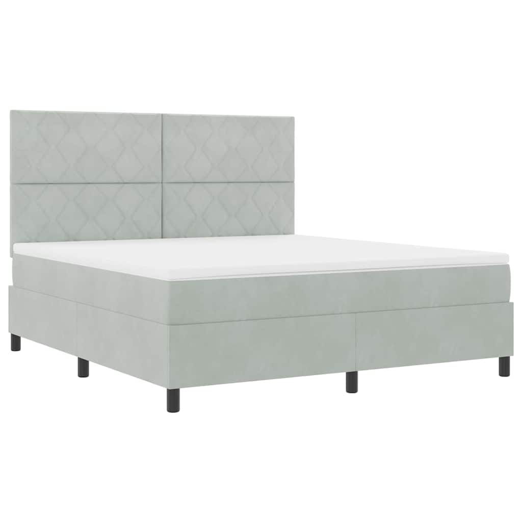 Box spring seng med hovedgærde Lysegrå 180 x 200 cm Fløjl