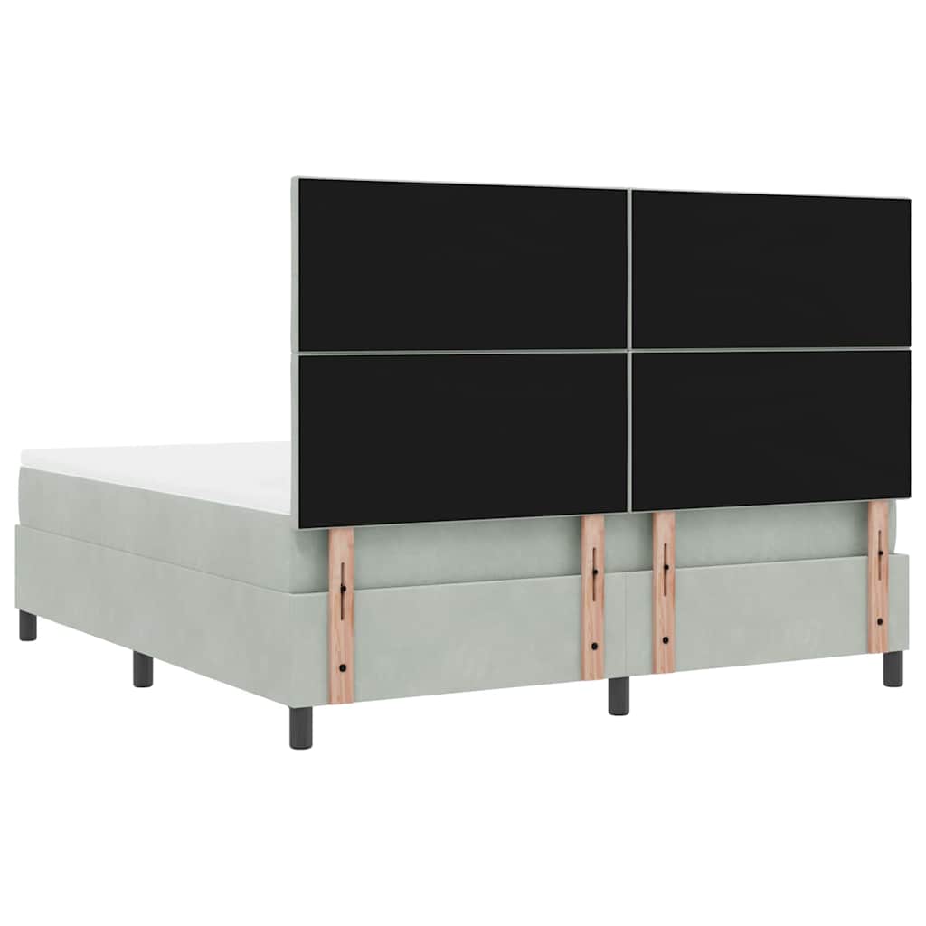 Box spring seng med hovedgærde Lysegrå 180 x 200 cm Fløjl