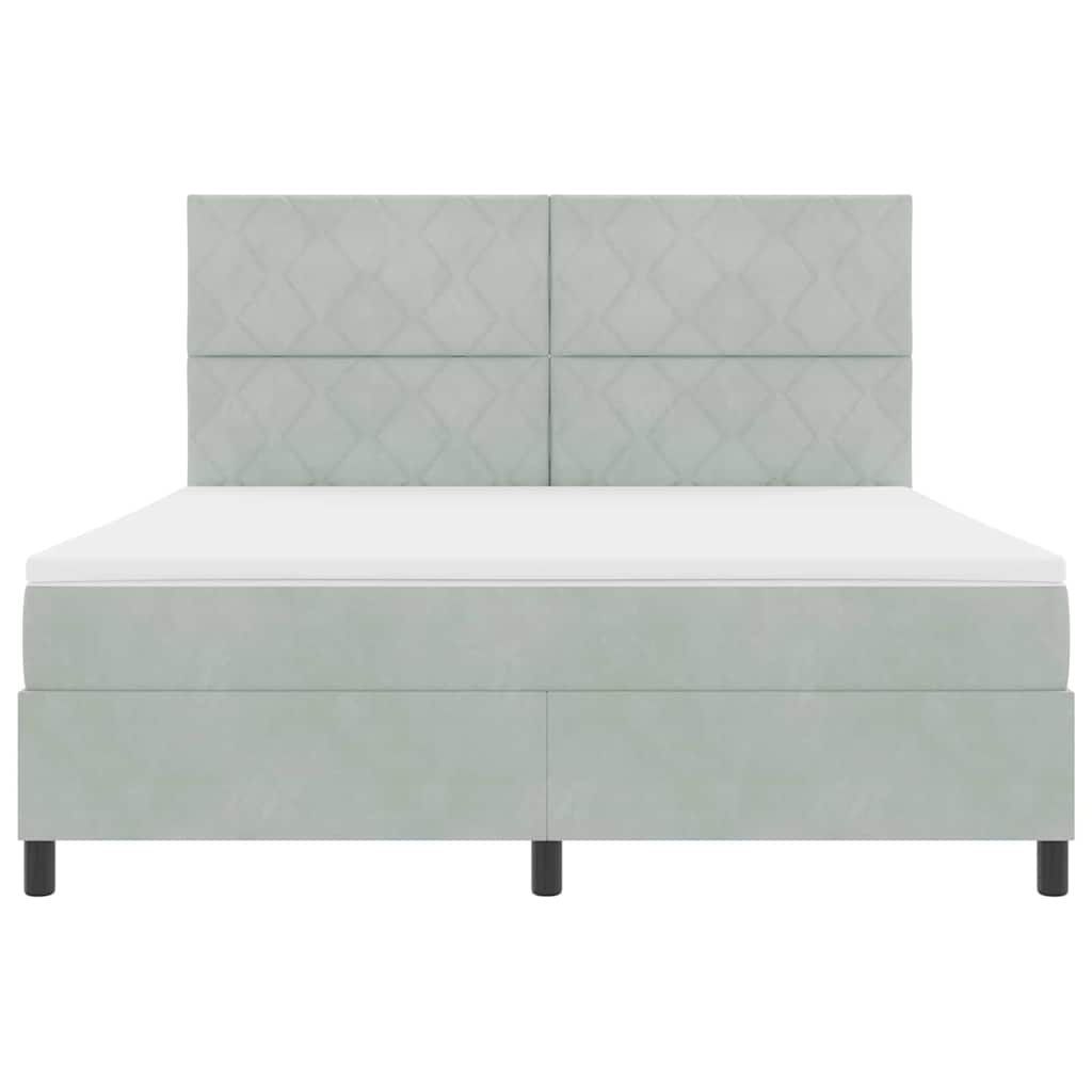 Box spring seng med hovedgærde Lysegrå 180 x 200 cm Fløjl