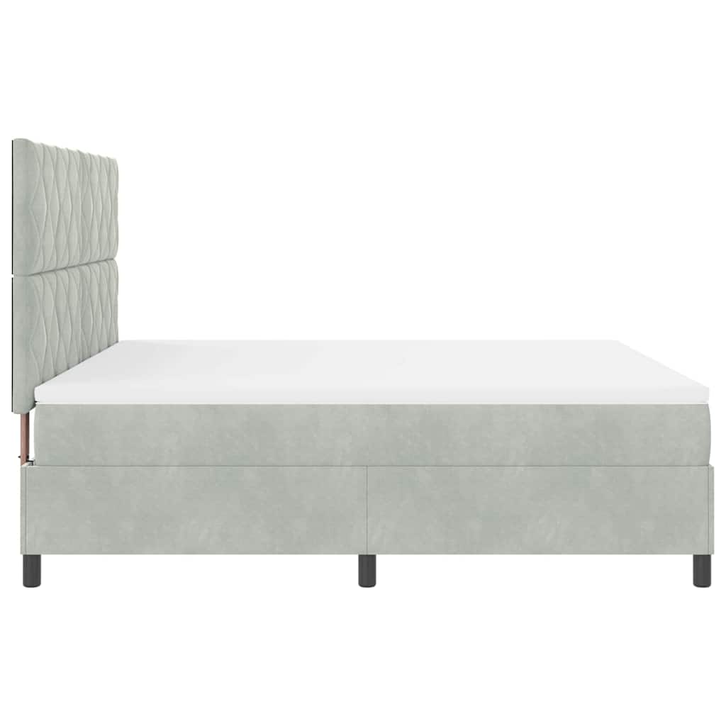 Box spring seng med hovedgærde Lysegrå 180 x 200 cm Fløjl