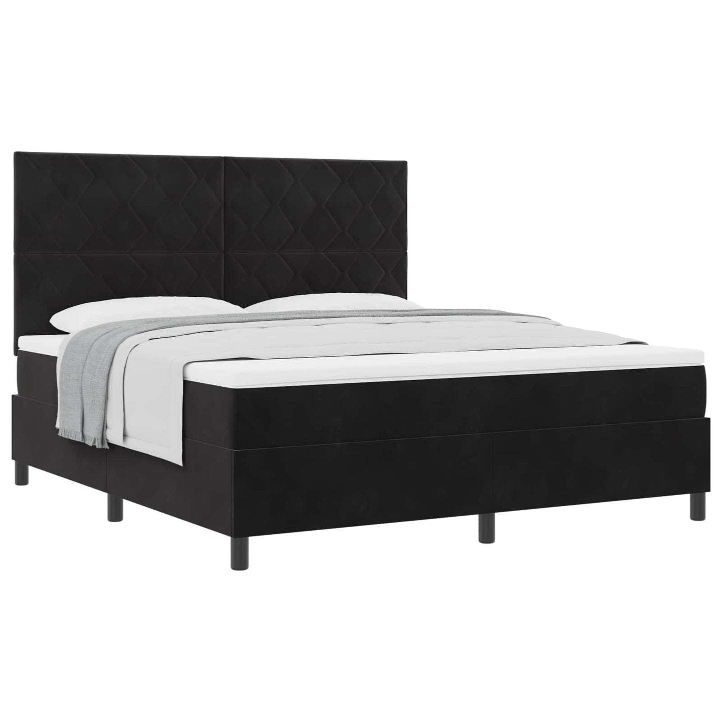 Box spring seng med hovedgærde Sort 180 x 200 cm Fløjl