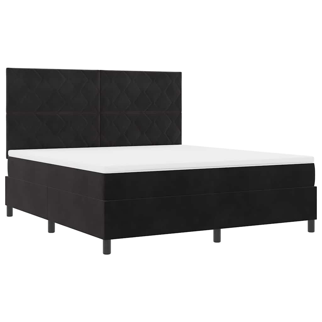 Box spring seng med hovedgærde Sort 180 x 200 cm Fløjl
