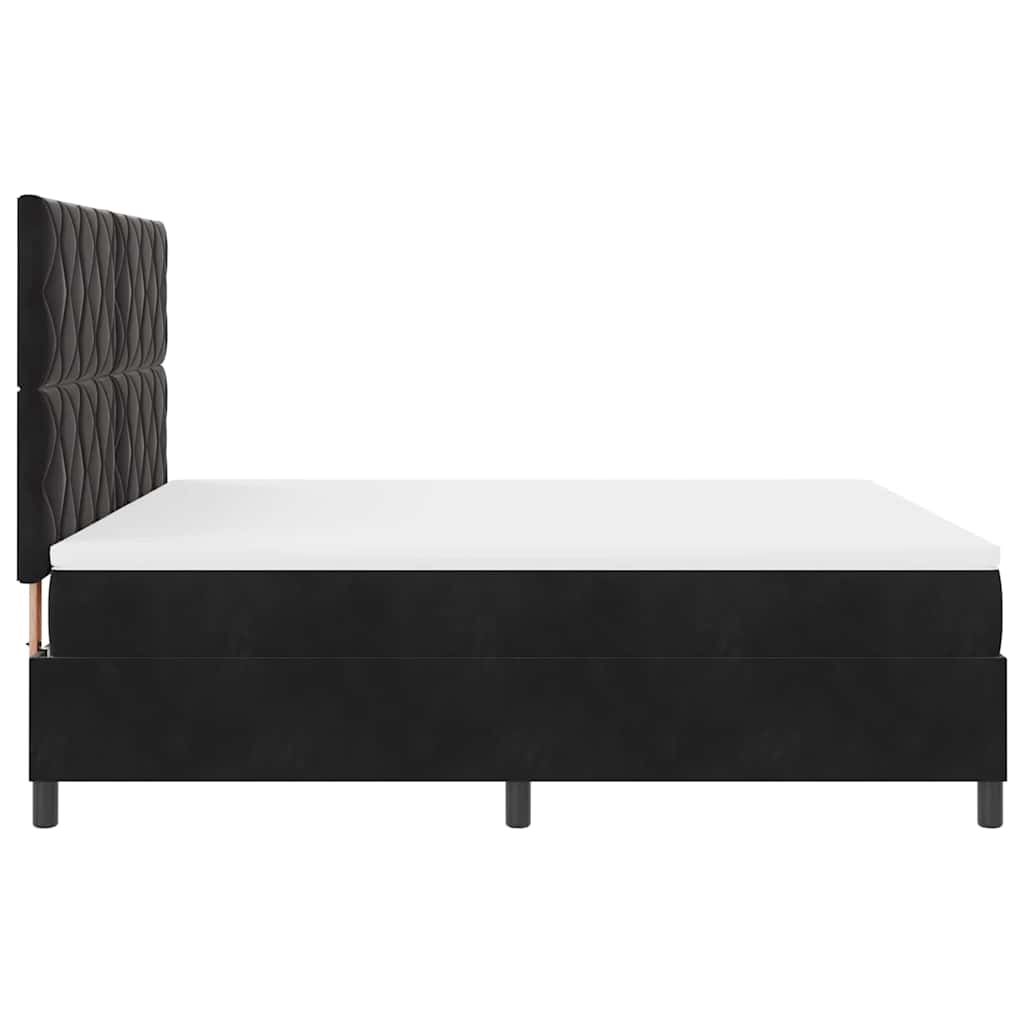 Box spring seng med hovedgærde Sort 180 x 200 cm Fløjl