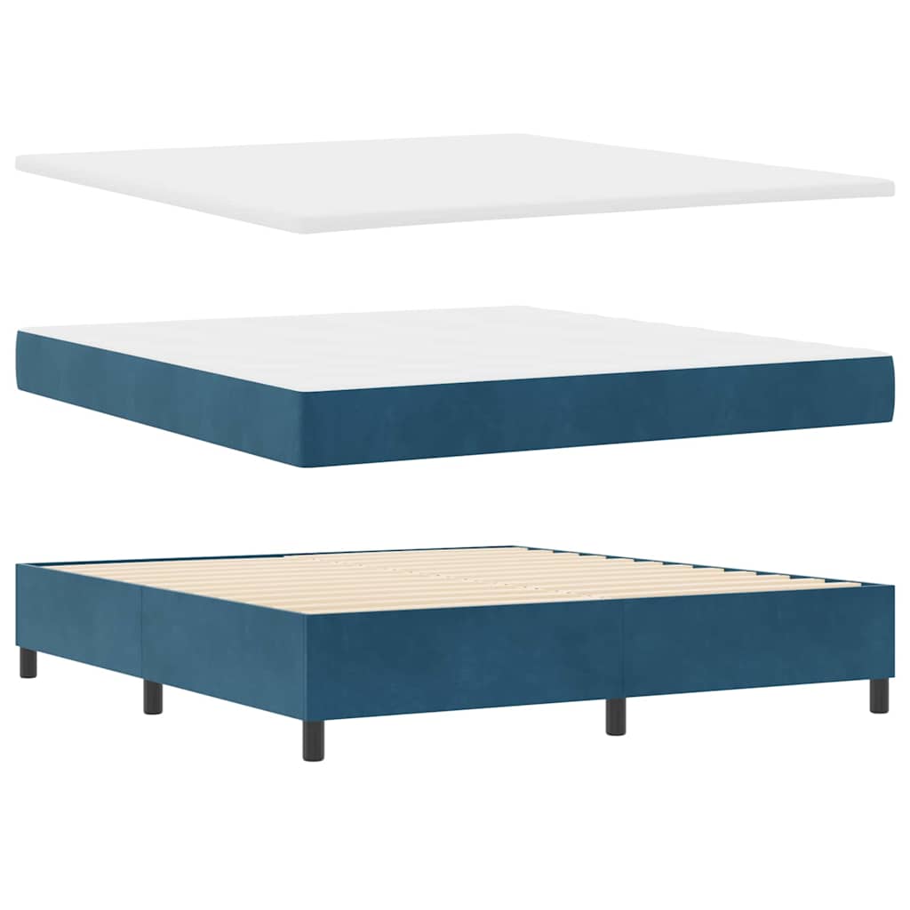 Box spring seng med hovedgærde Mørk blå 180 x 200 cm Fløjl