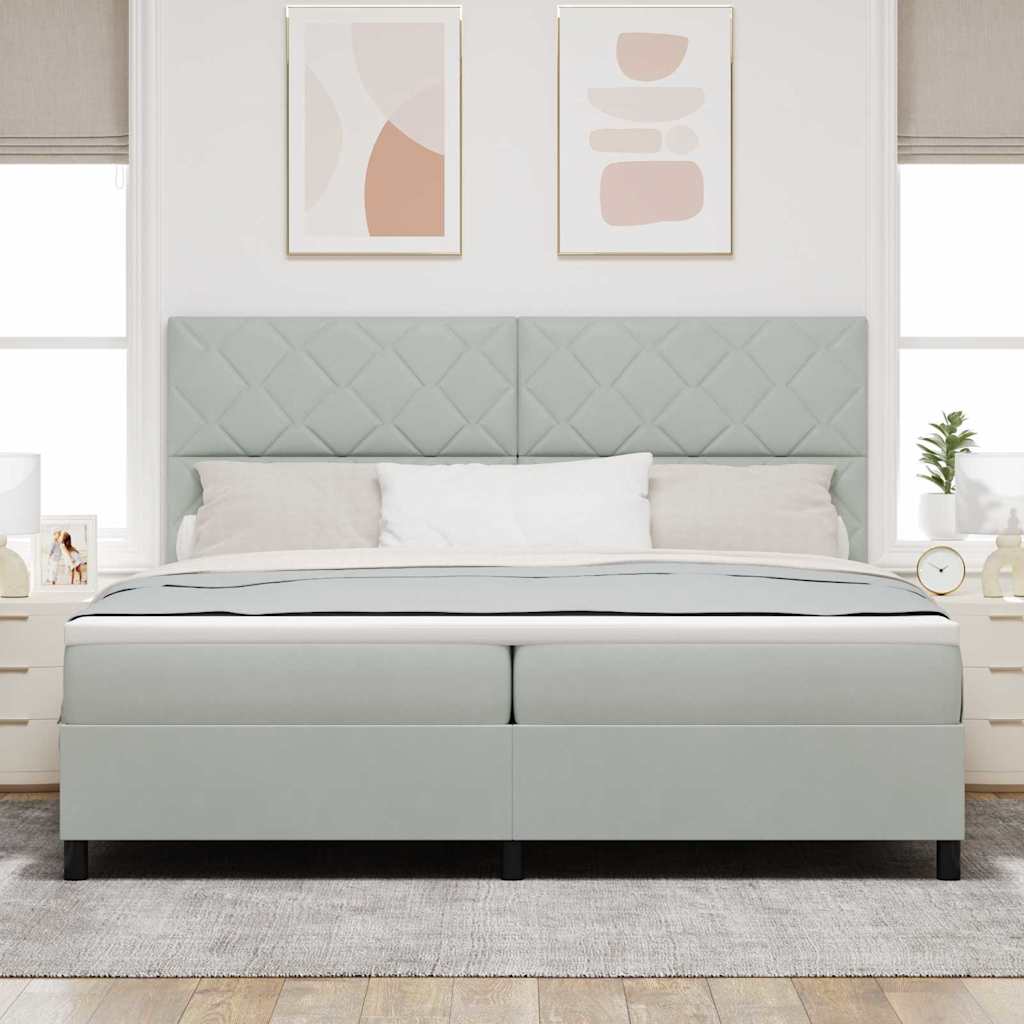 Box spring seng med hovedgærde Lysegrå 200 x 200 cm Fløjl