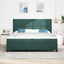 Box spring seng med hovedgærde Mørkegrøn 200 x 200 cm Fløjl