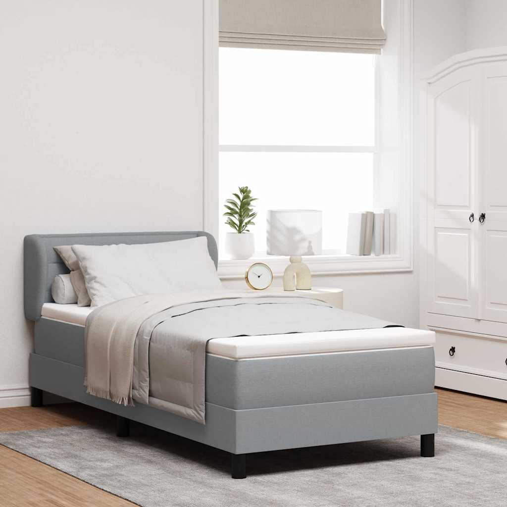 Box spring seng med hovedgærde Lysegrå 80 x 200 cm Stof