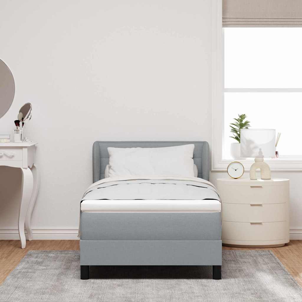 Box spring seng med hovedgærde Lysegrå 80 x 200 cm Stof