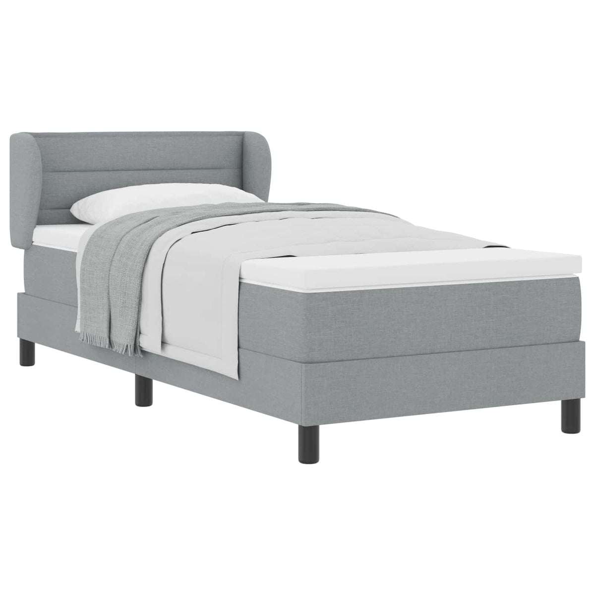 Box spring seng med hovedgærde Lysegrå 80 x 200 cm Stof