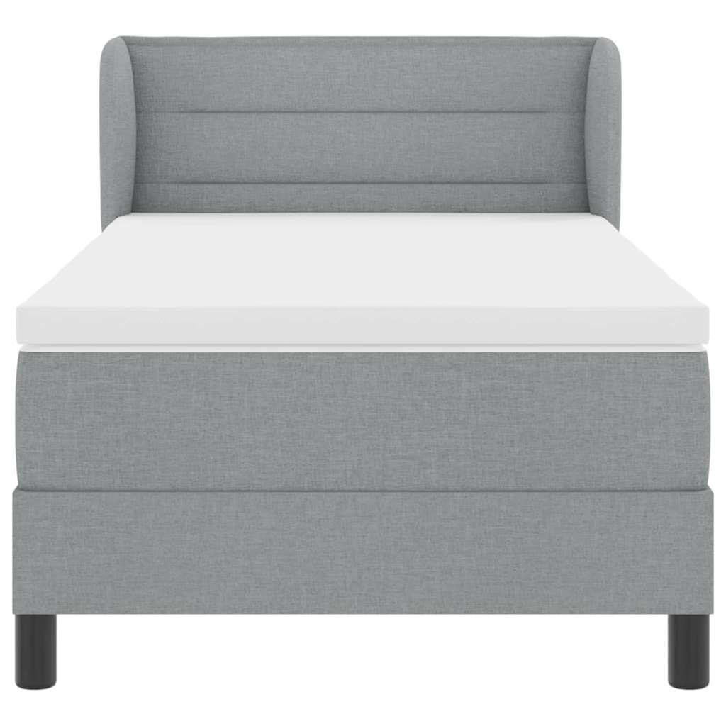 Box spring seng med hovedgærde Lysegrå 80 x 200 cm Stof