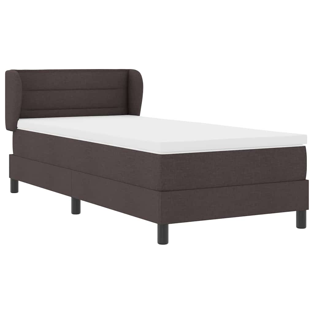 Box spring seng med hovedgærde Mørk Brun 90 x 190 cm Stof