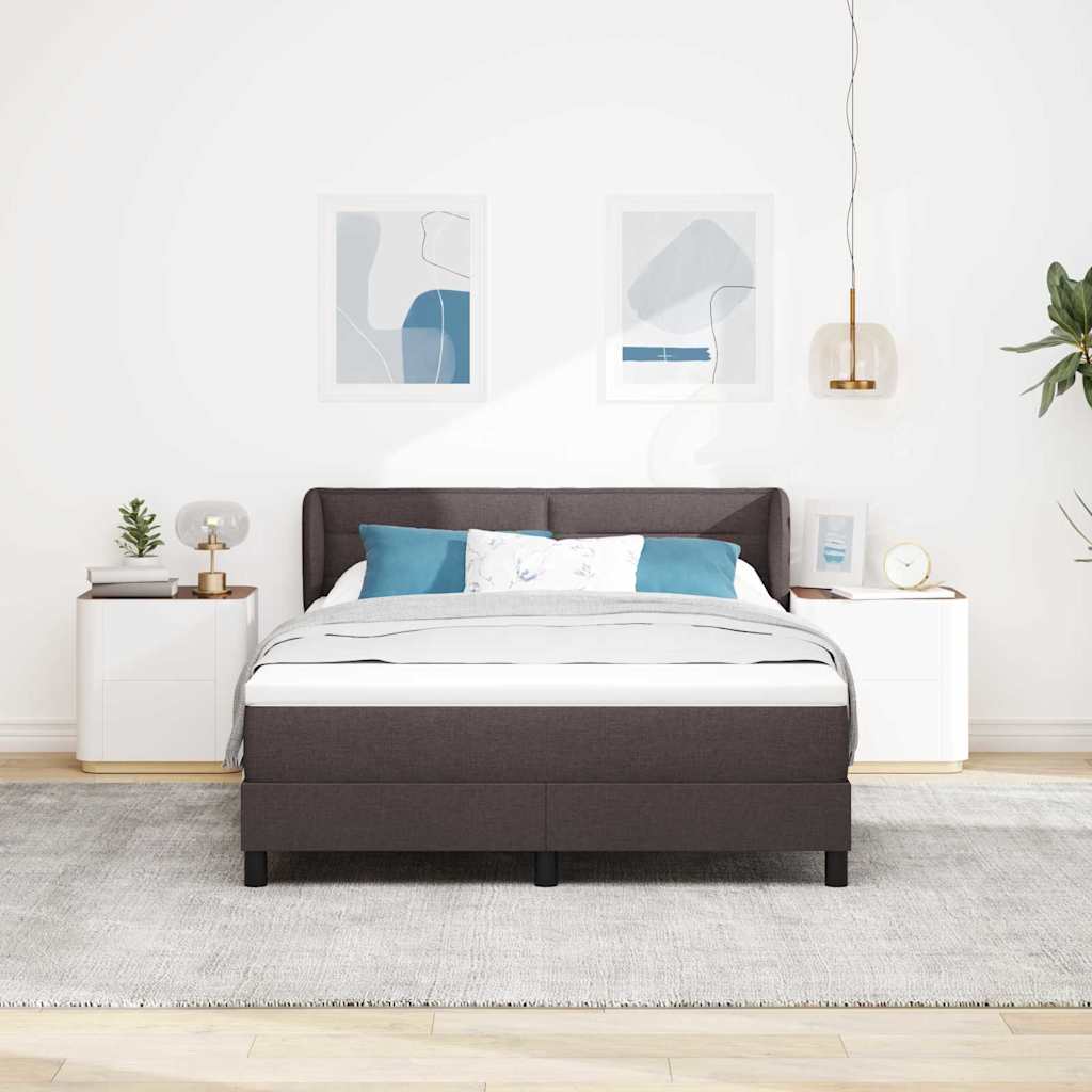 Box spring seng med hovedgærde Mørk Brun 140 x 200 cm Stof