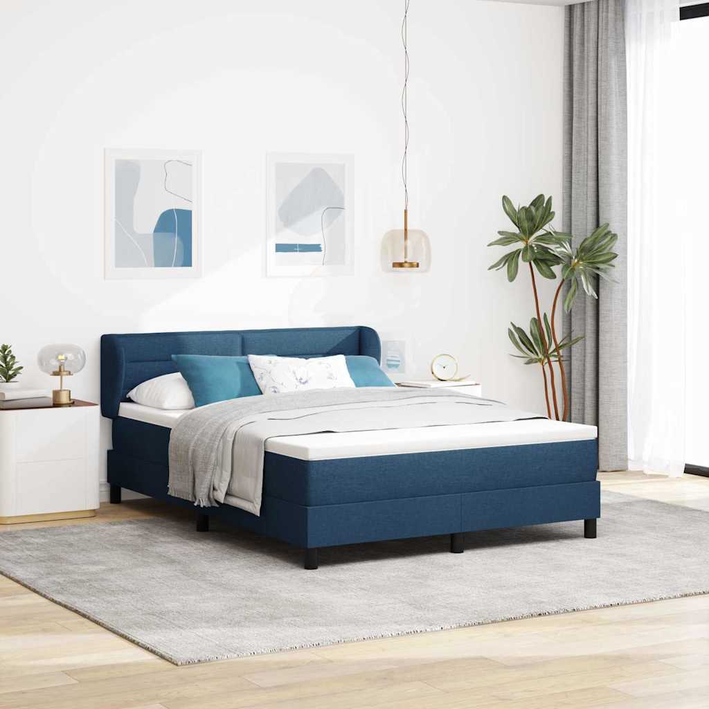 Box spring seng med hovedgærde Blå 140 x 200 cm Stof