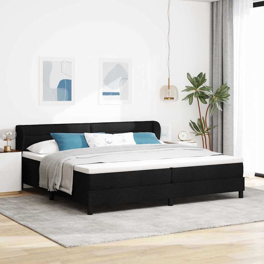 Box spring seng med hovedgærde Sort 200 x 200 cm Stof