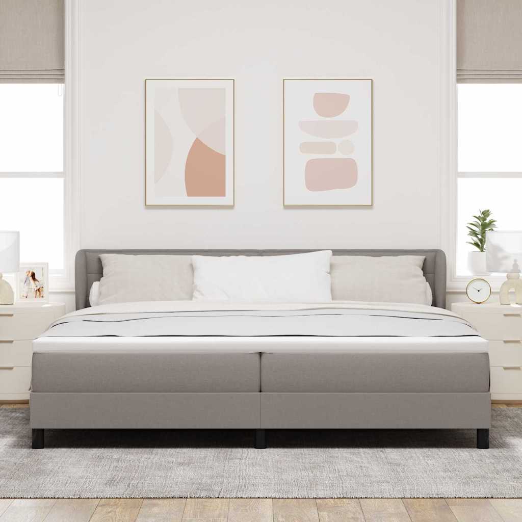 Box spring seng med hovedgærde Gråbrun 200 x 200 cm Stof