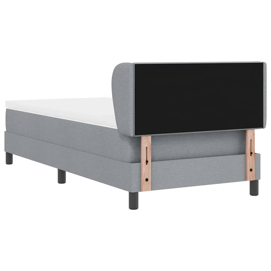 Box spring seng med hovedgærde Lysegrå 80 x 200 cm Stof