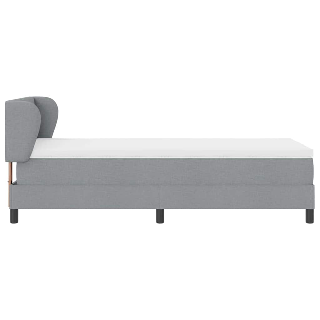 Box spring seng med hovedgærde Lysegrå 80 x 200 cm Stof
