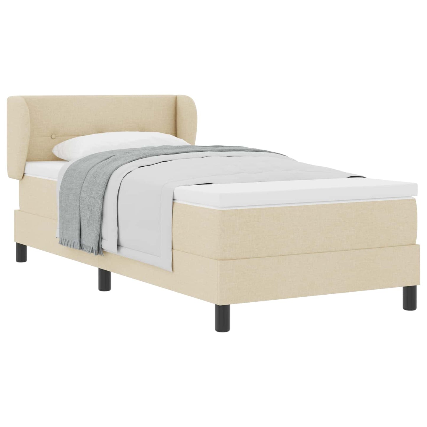 Box spring seng med hovedgærde Creme 80 x 200 cm Stof
