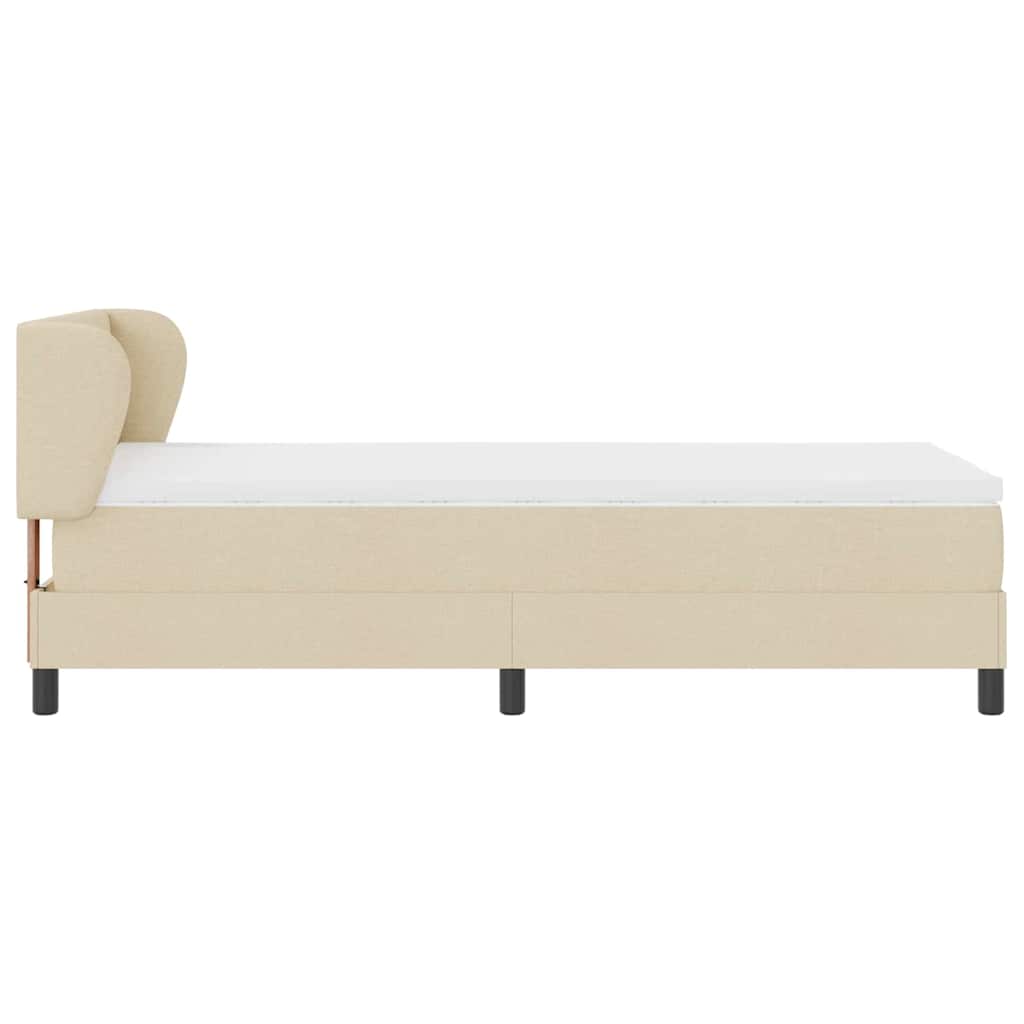 Box spring seng med hovedgærde Creme 80 x 200 cm Stof