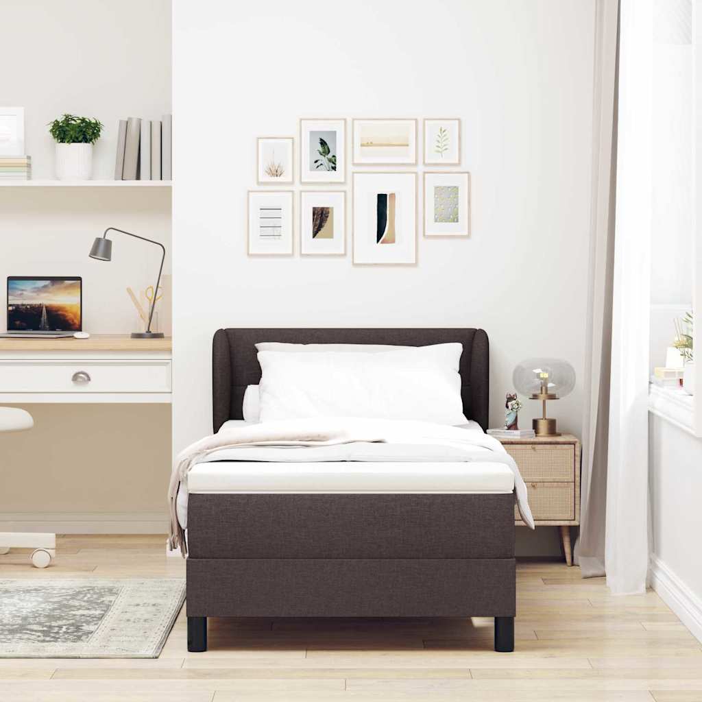 Box spring seng med hovedgærde Mørk Brun 90 x 200 cm Stof