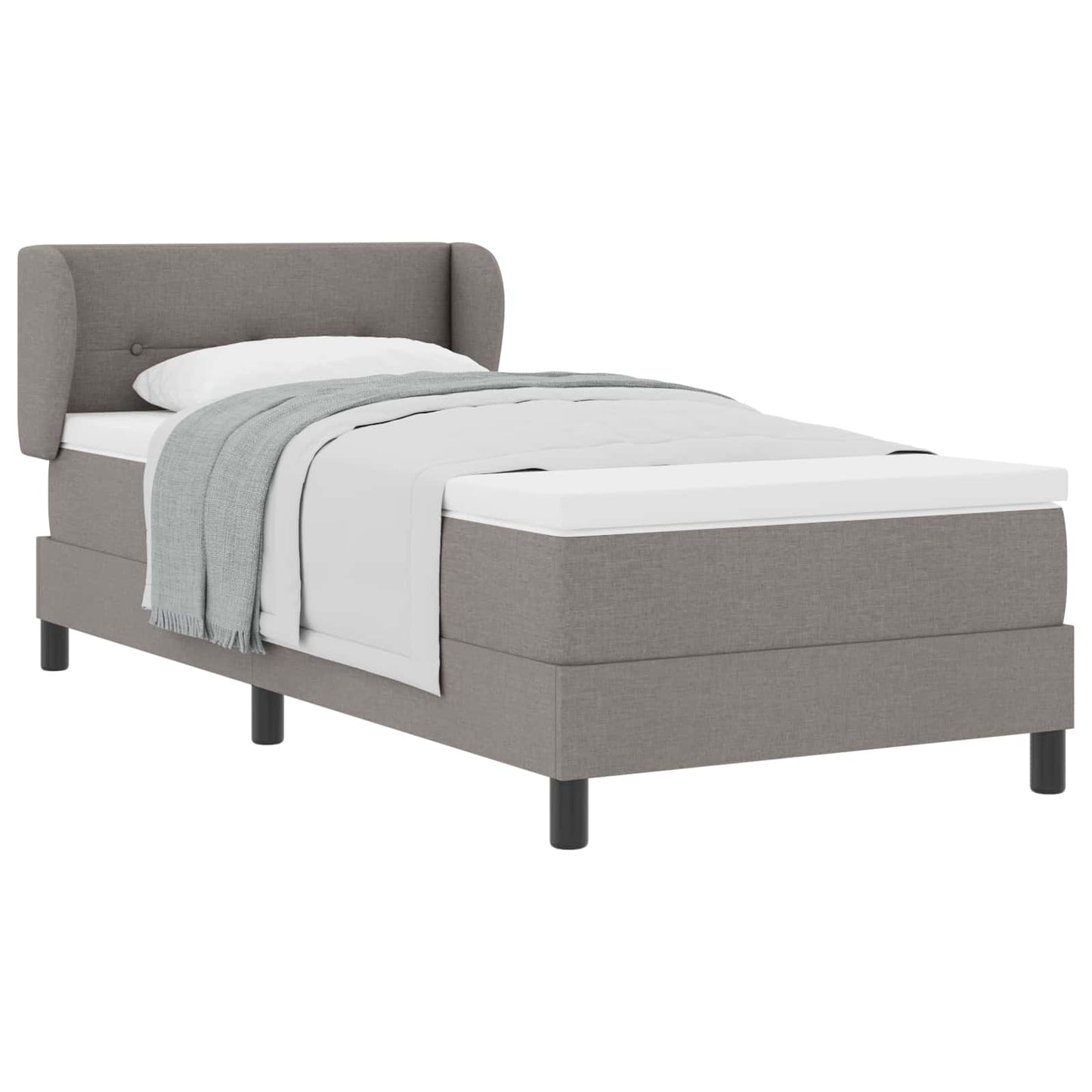 Box spring seng med hovedgærde Gråbrun 90 x 200 cm Stof