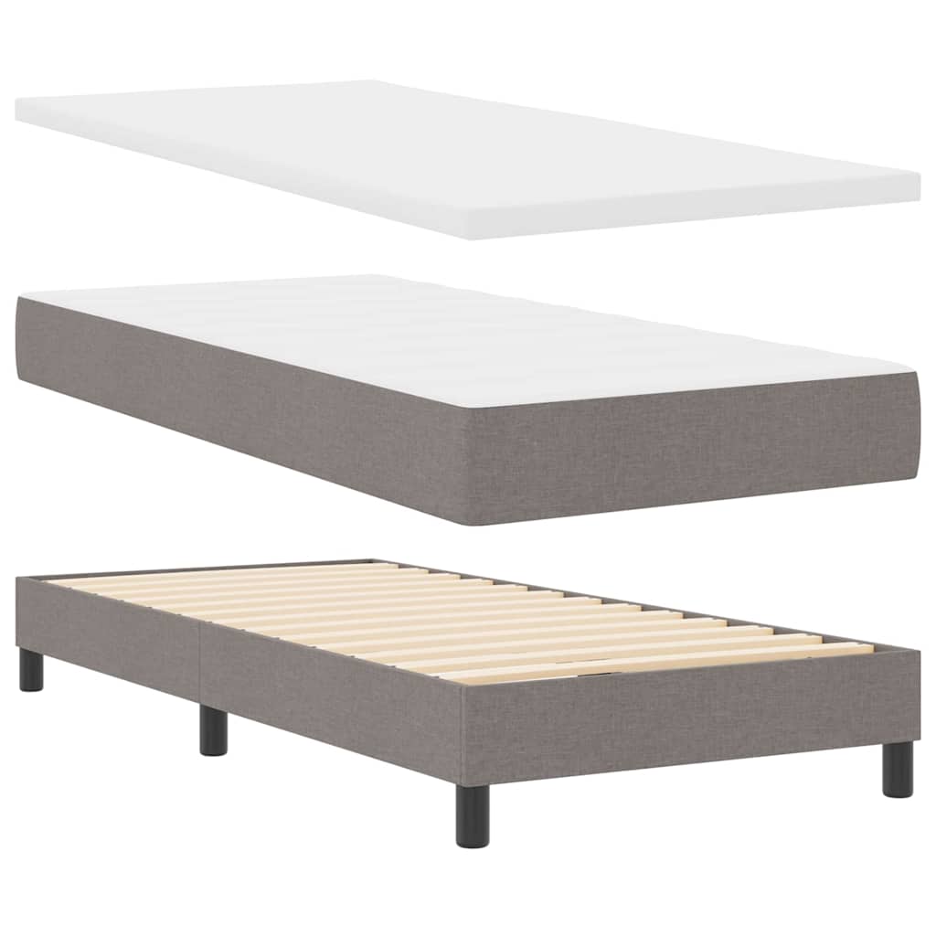 Box spring seng med hovedgærde Gråbrun 90 x 200 cm Stof