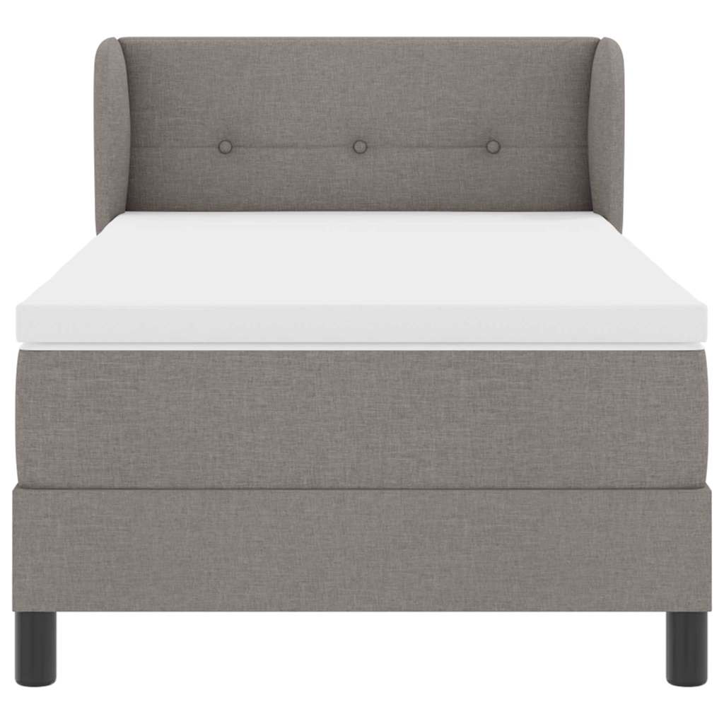 Box spring seng med hovedgærde Gråbrun 90 x 200 cm Stof