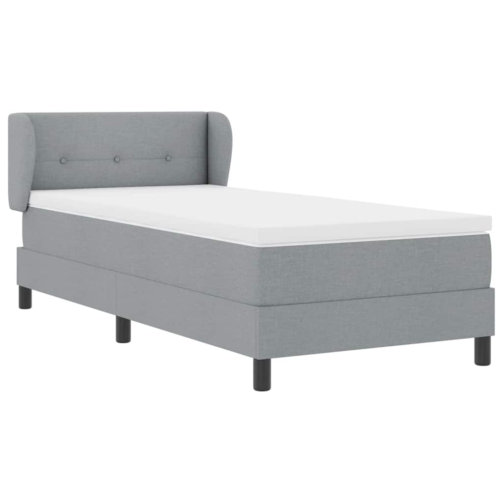 Box spring seng med hovedgærde Lysegrå 100 x 200 cm Stof
