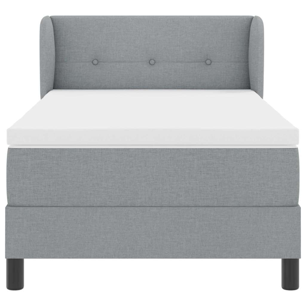 Box spring seng med hovedgærde Lysegrå 100 x 200 cm Stof