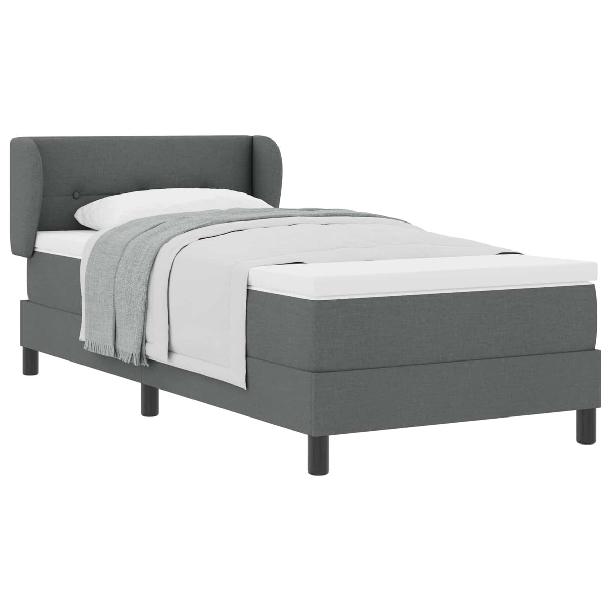 Box spring seng med hovedgærde Mørkegrå 100 x 200 cm Stof