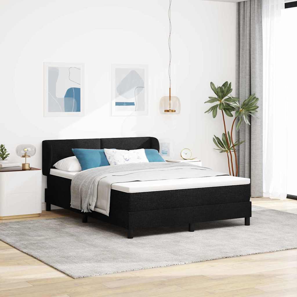 Box spring seng med hovedgærde Sort 140 x 200 cm Stof