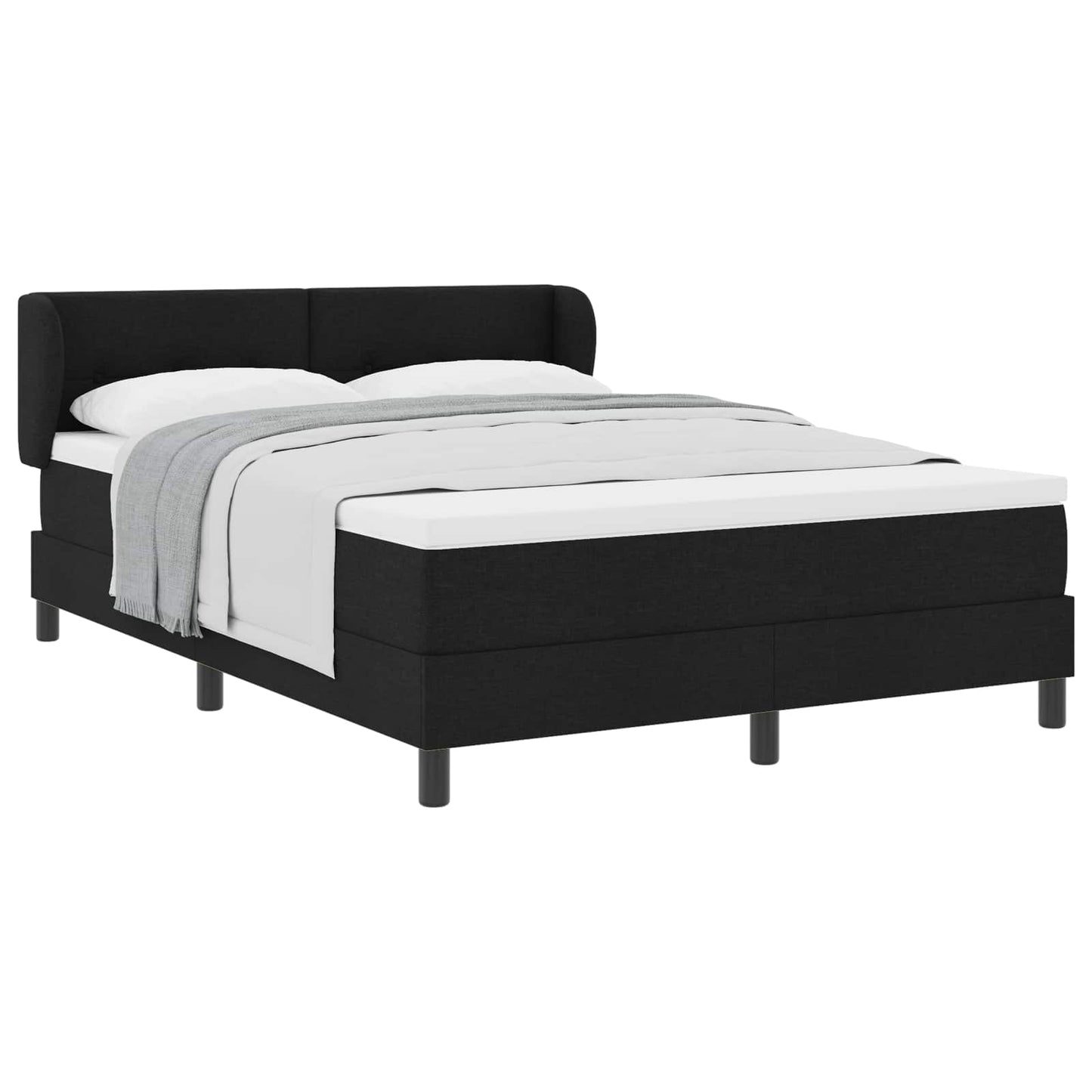 Box spring seng med hovedgærde Sort 140 x 200 cm Stof