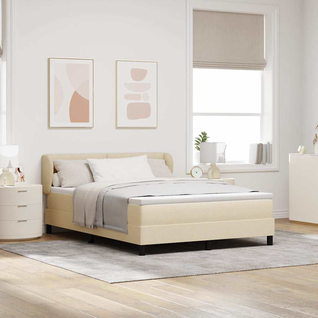 Box spring seng med hovedgærde Creme 160 x 200 cm Stof