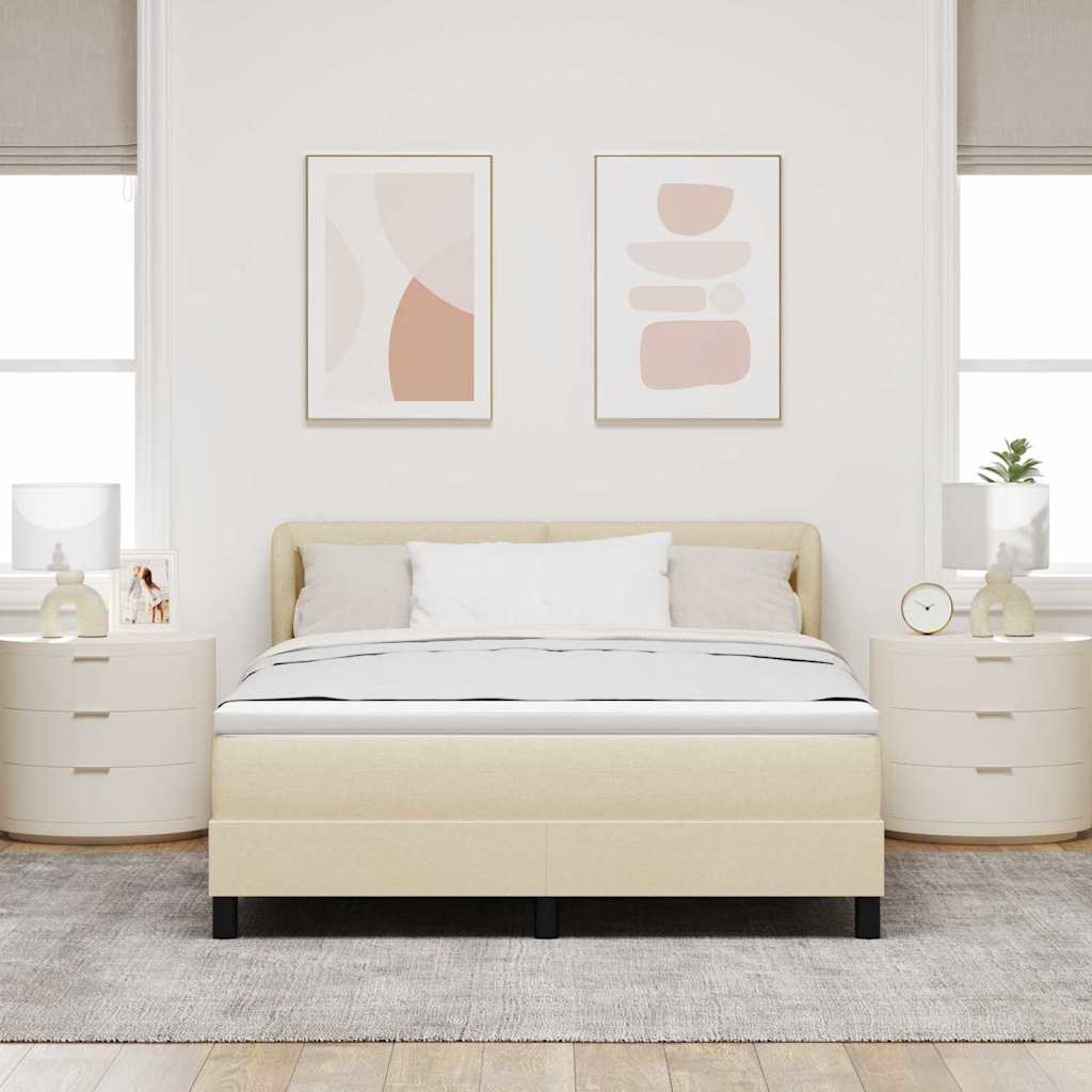 Box spring seng med hovedgærde Creme 160 x 200 cm Stof