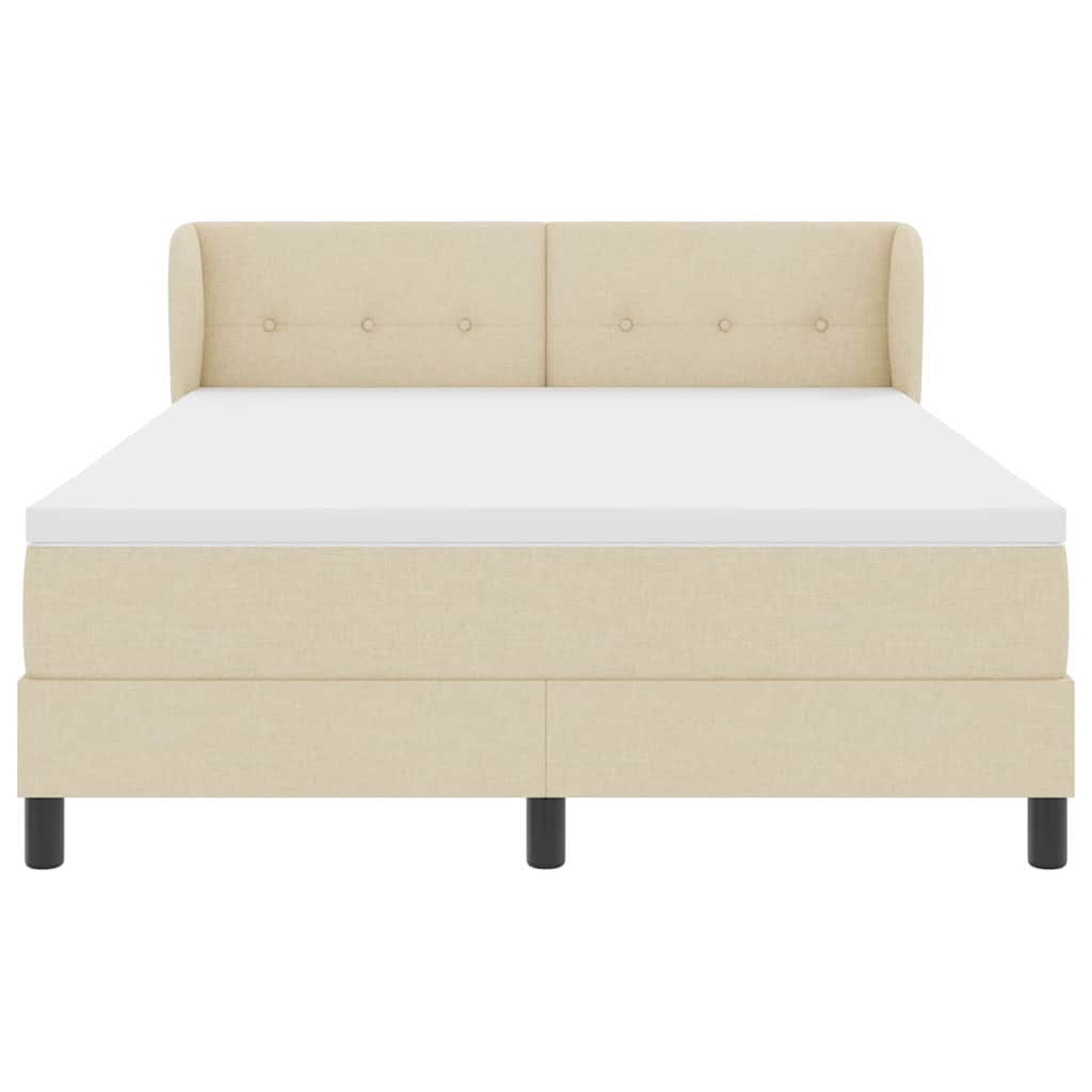 Box spring seng med hovedgærde Creme 160 x 200 cm Stof