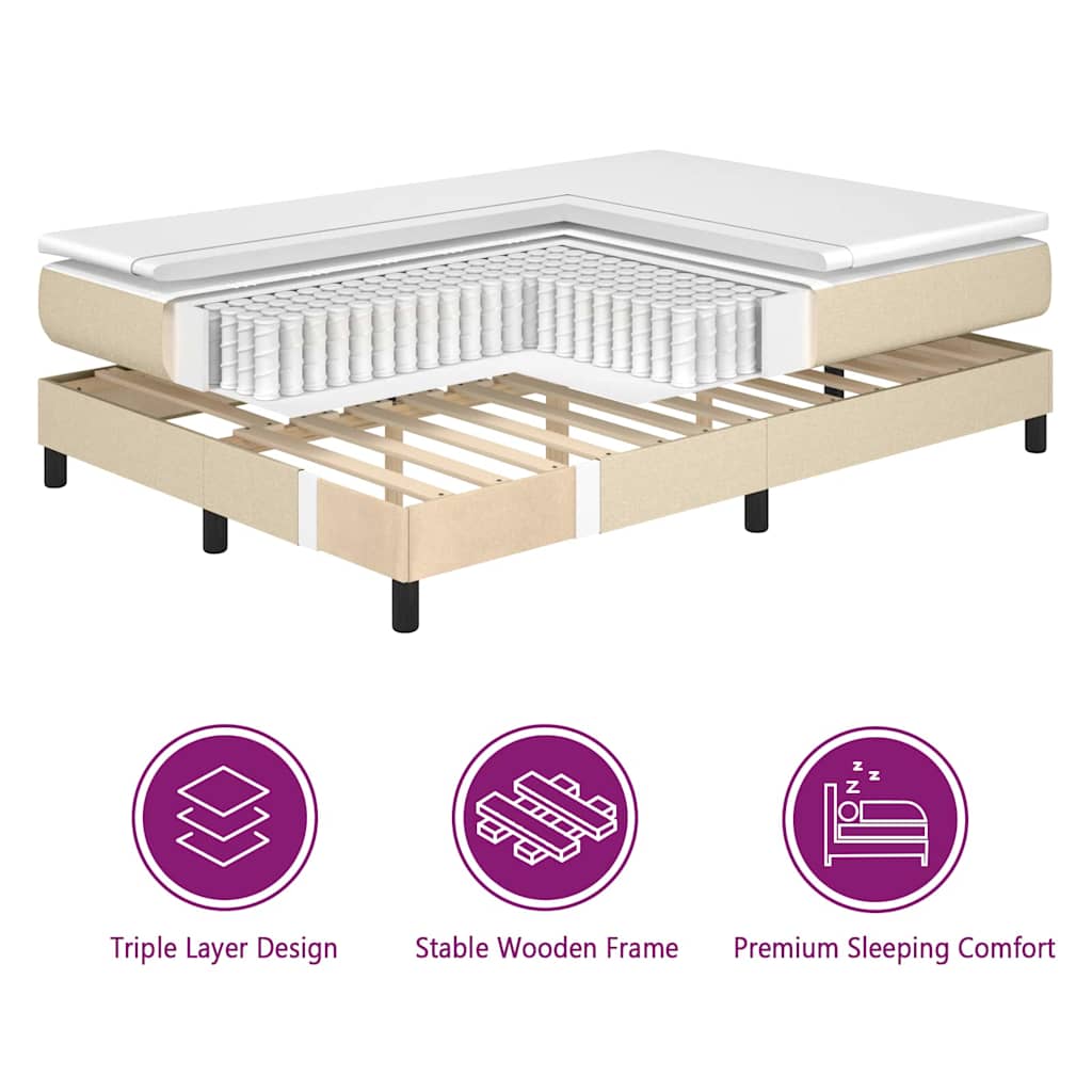 Box spring seng med hovedgærde Creme 180 x 200 cm Stof