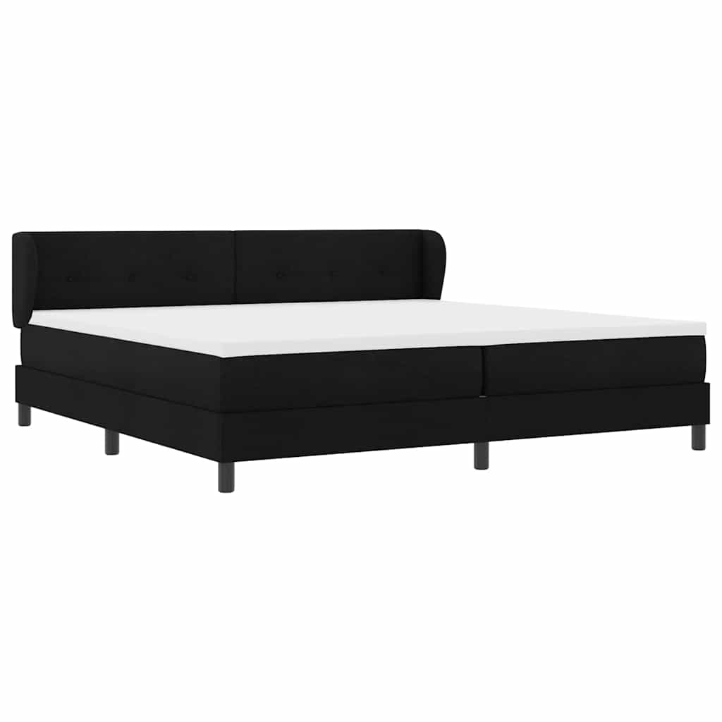 Box spring seng med hovedgærde Sort 200 x 200 cm Stof