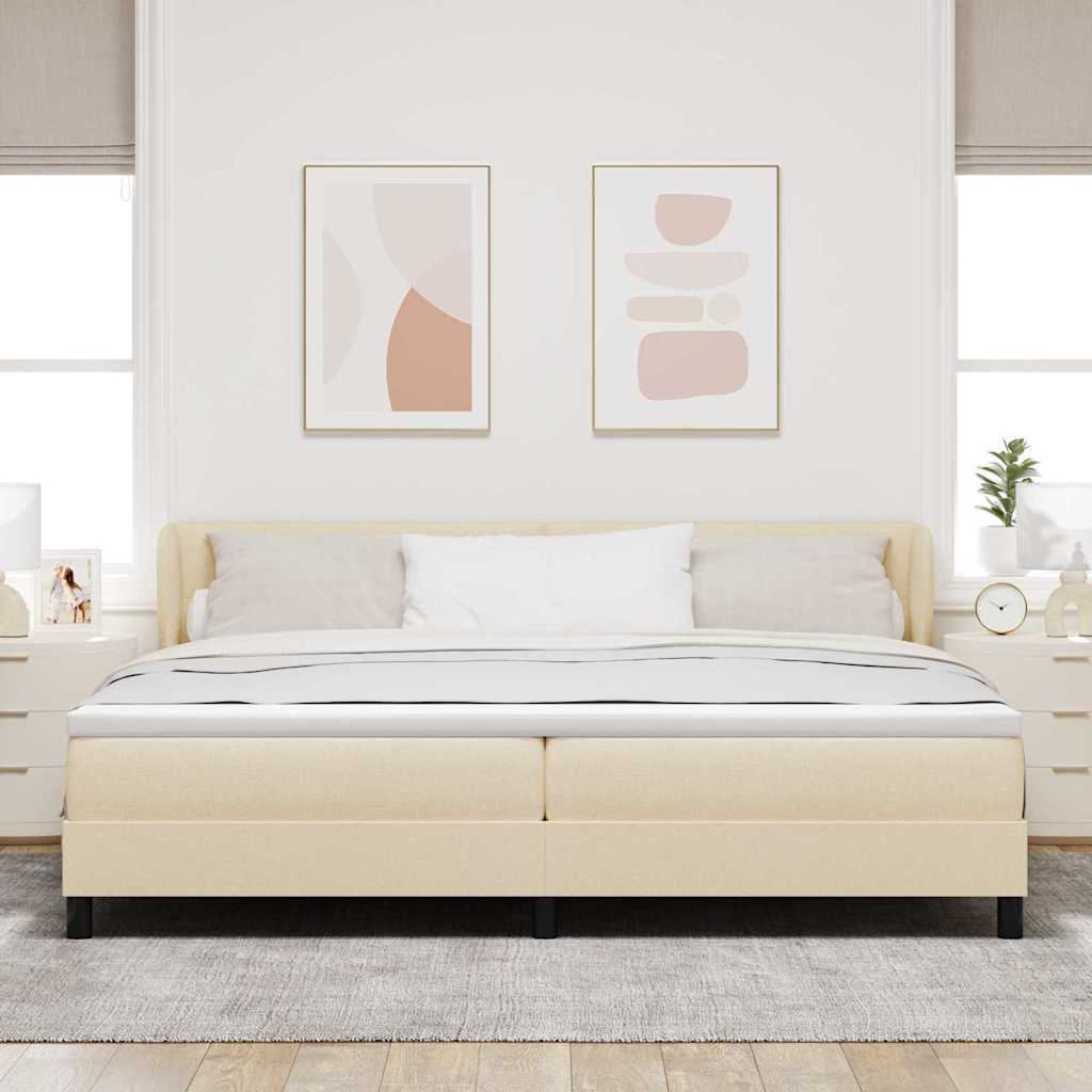 Box spring seng med hovedgærde Creme 200 x 200 cm Stof