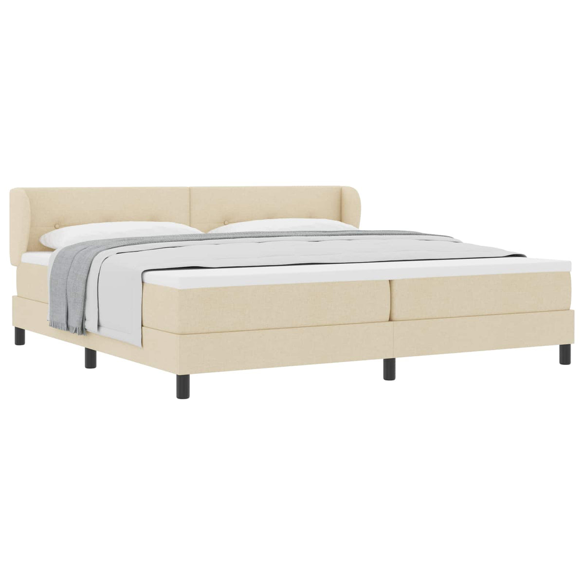 Box spring seng med hovedgærde Creme 200 x 200 cm Stof