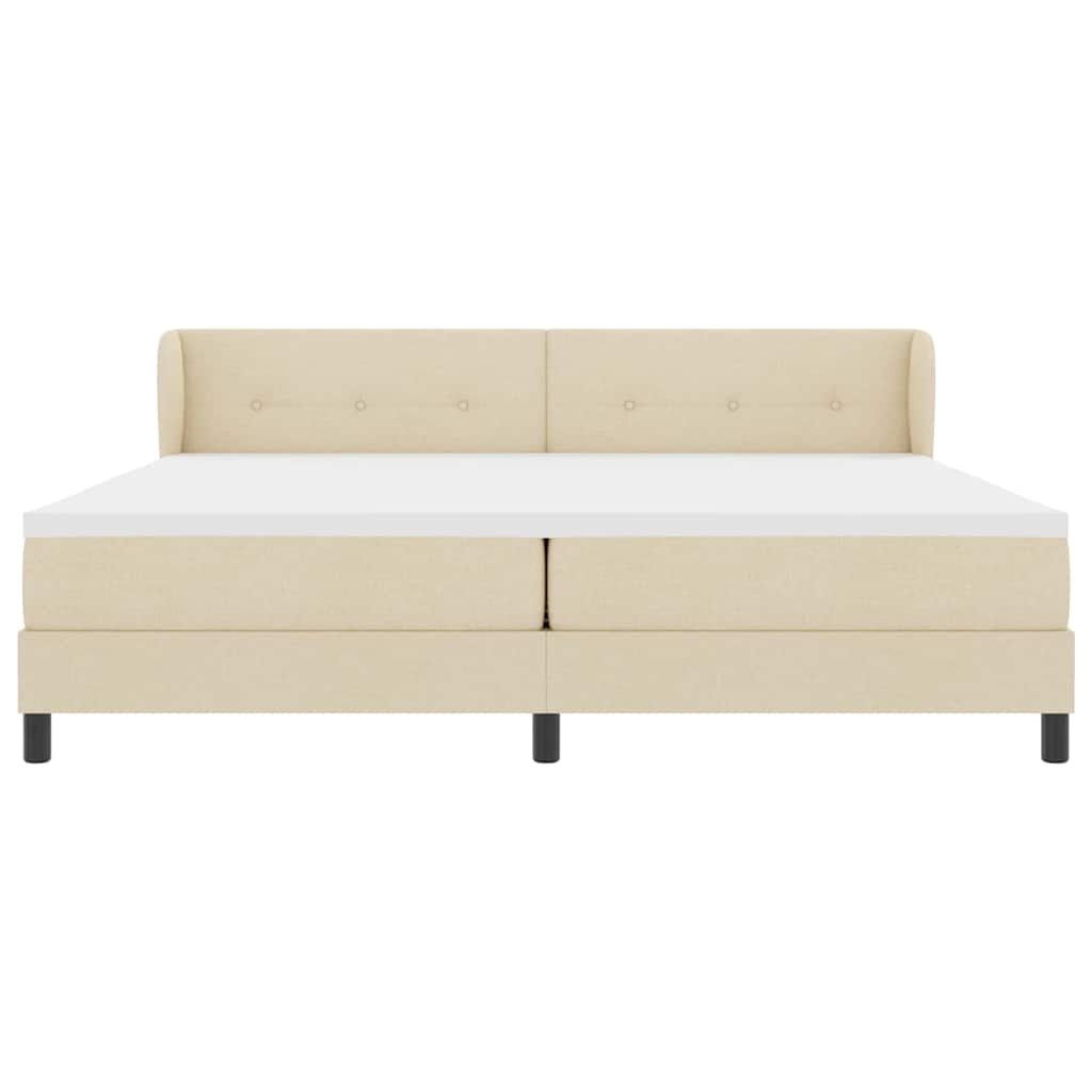 Box spring seng med hovedgærde Creme 200 x 200 cm Stof