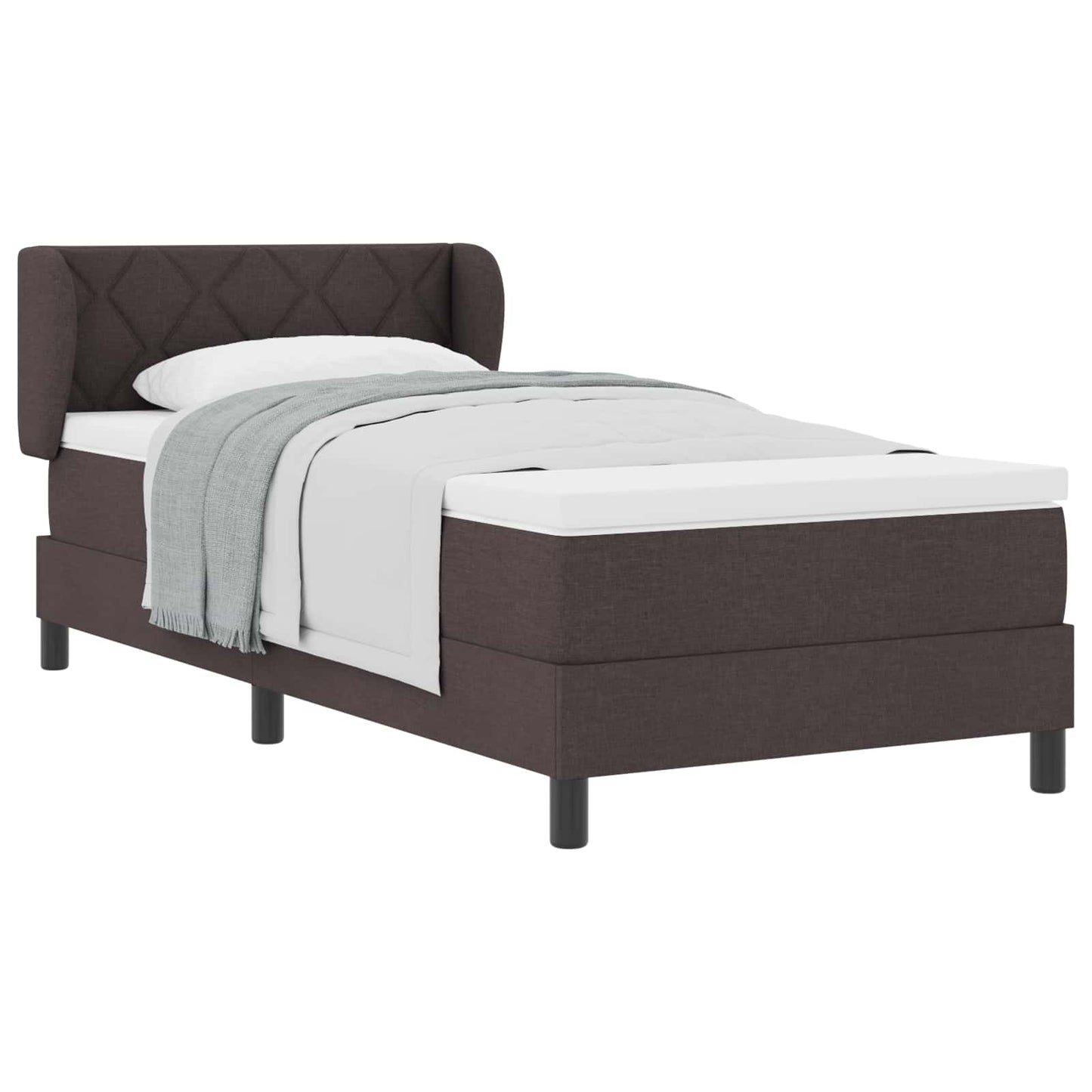 Box spring seng med hovedgærde Mørk Brun 90 x 190 cm Stof