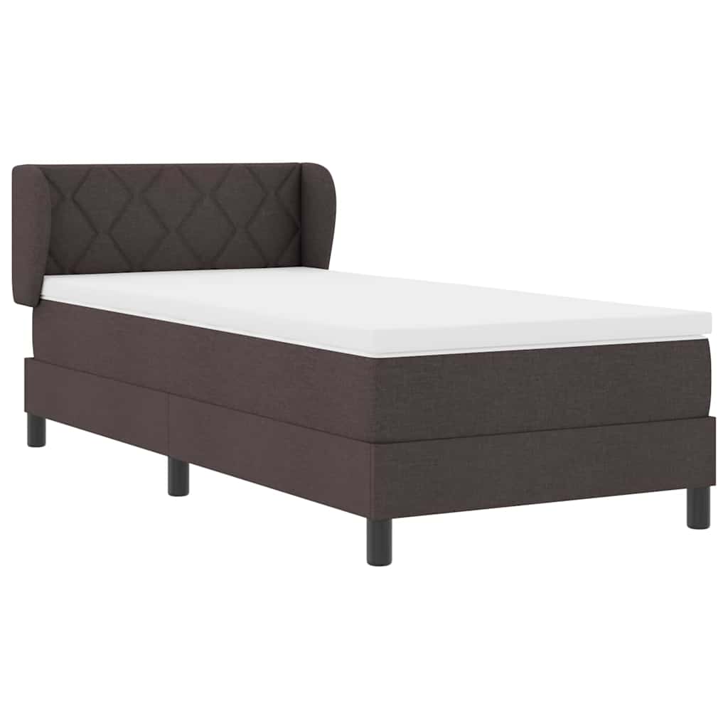 Box spring seng med hovedgærde Mørk Brun 90 x 190 cm Stof