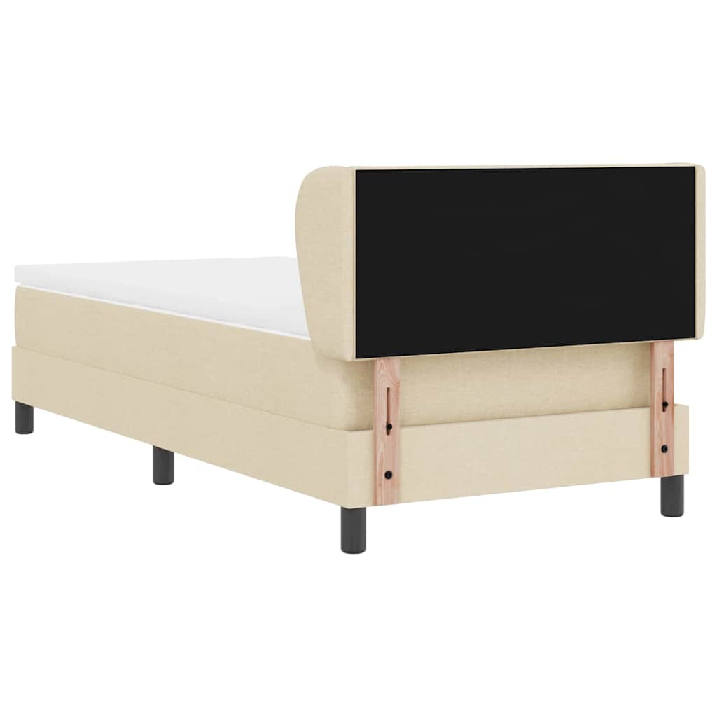 Box spring seng med hovedgærde Creme 90 x 190 cm Stof