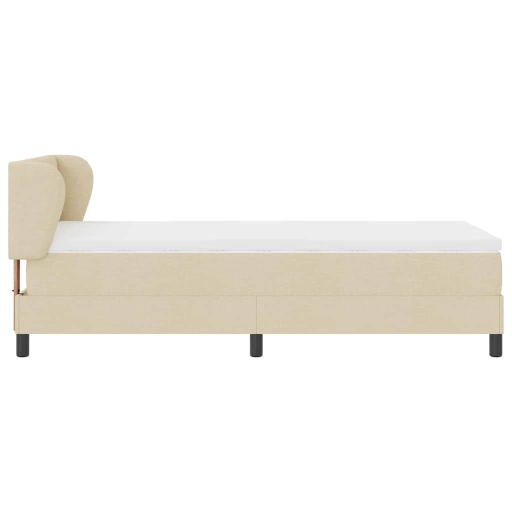 Box spring seng med hovedgærde Creme 90 x 200 cm Stof