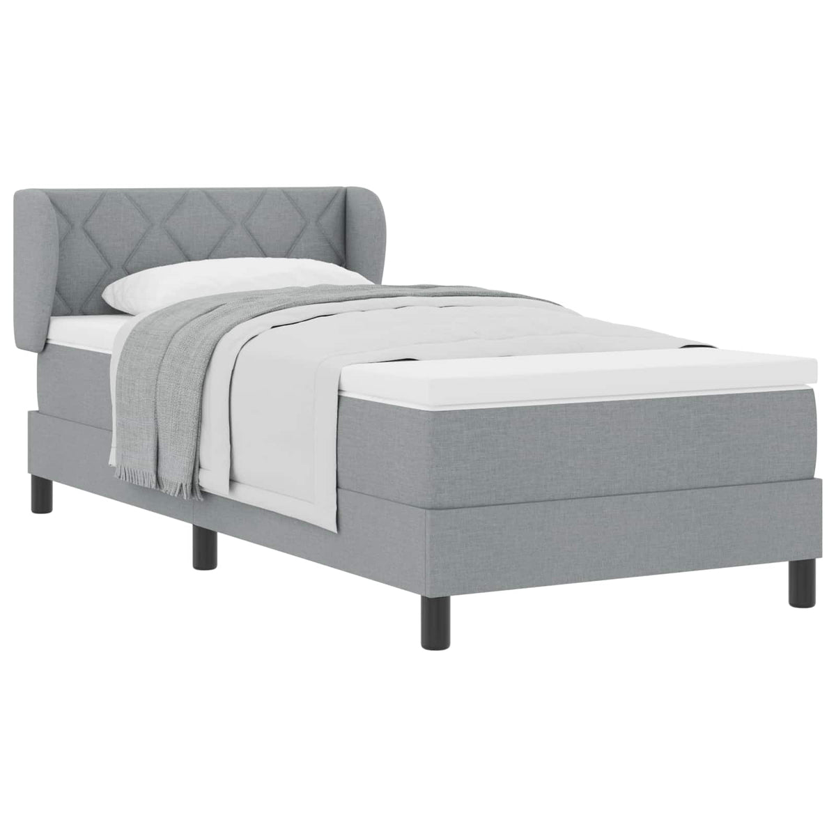 Box spring seng med hovedgærde Lysegrå 100 x 200 cm Stof