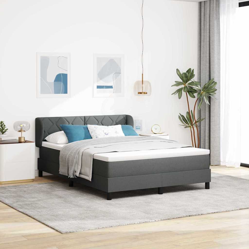 Box spring seng med hovedgærde Mørkegrå 140 x 190 cm Stof