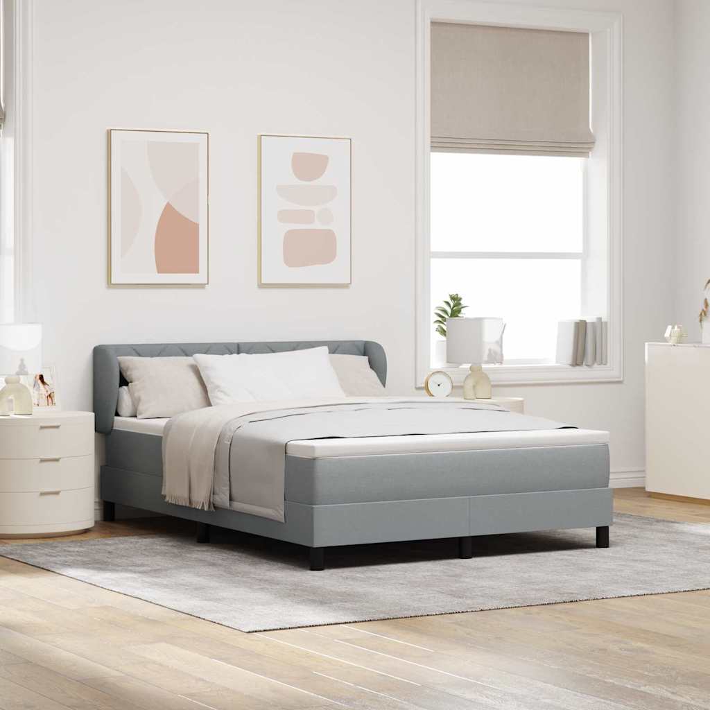 Box spring seng med hovedgærde Lysegrå 140 x 200 cm Stof