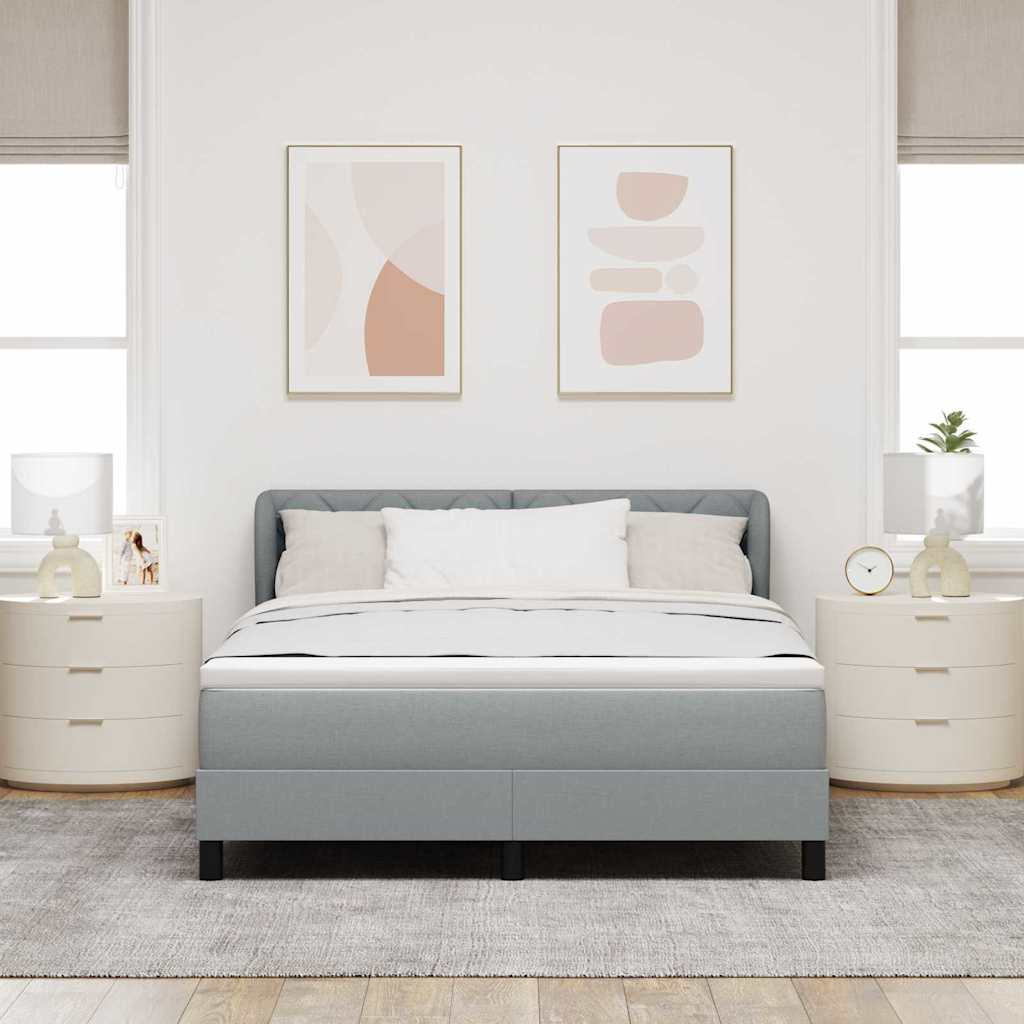 Box spring seng med hovedgærde Lysegrå 140 x 200 cm Stof